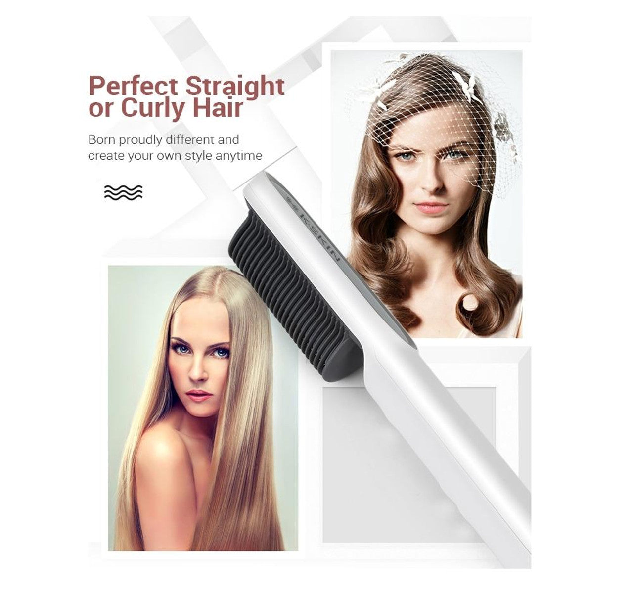 45W Electric Hair Straightener Comb Brush