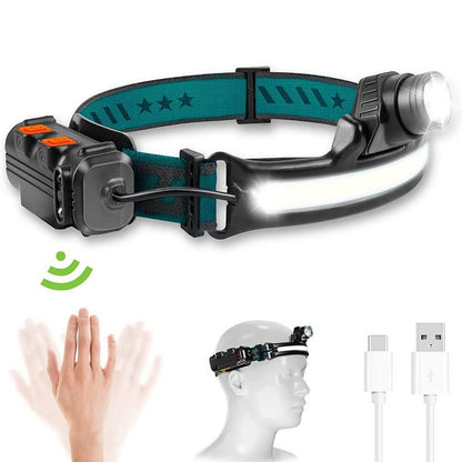Rechargeable Dual Light COB + LED Motion Sensor Headlamp