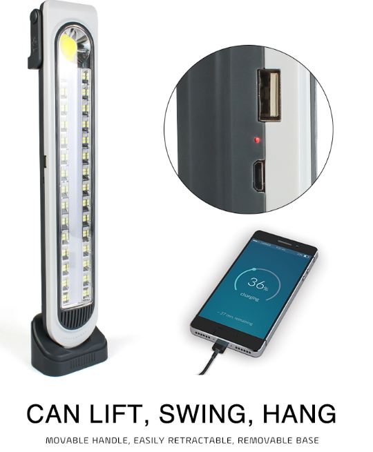 Five Modes Portable Solar Powered Emergency Light With Base