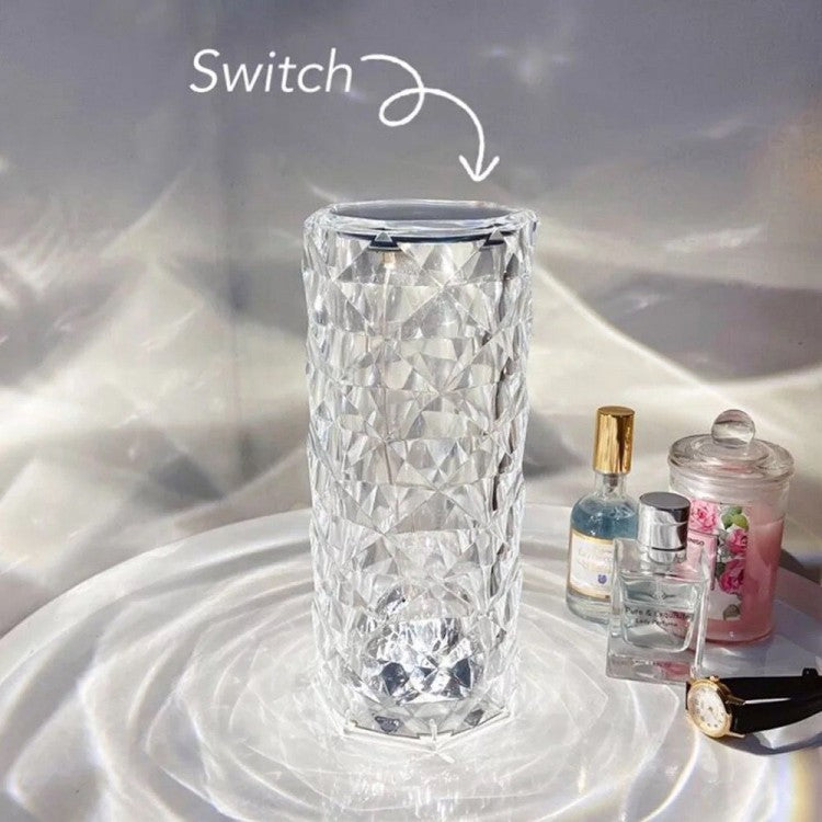 Rechargeable 3 LED Mode Crystal Acrylic Glass Table Lamp