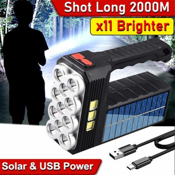 Solar Powered Multi-functional Searchlight 11LED+COB