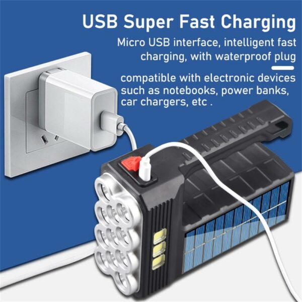 Solar Powered Multi-functional Searchlight 11LED+COB