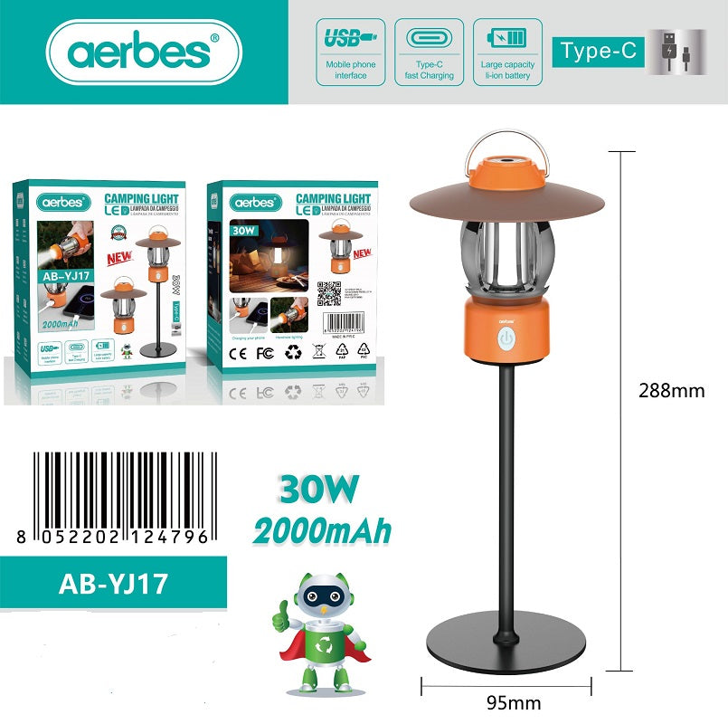 30W Rechargeable 2000Mah Camping Lantern