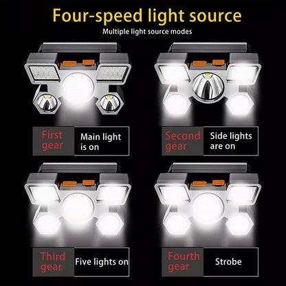 Rechargeable 4 Sided 9 LED Headlamp