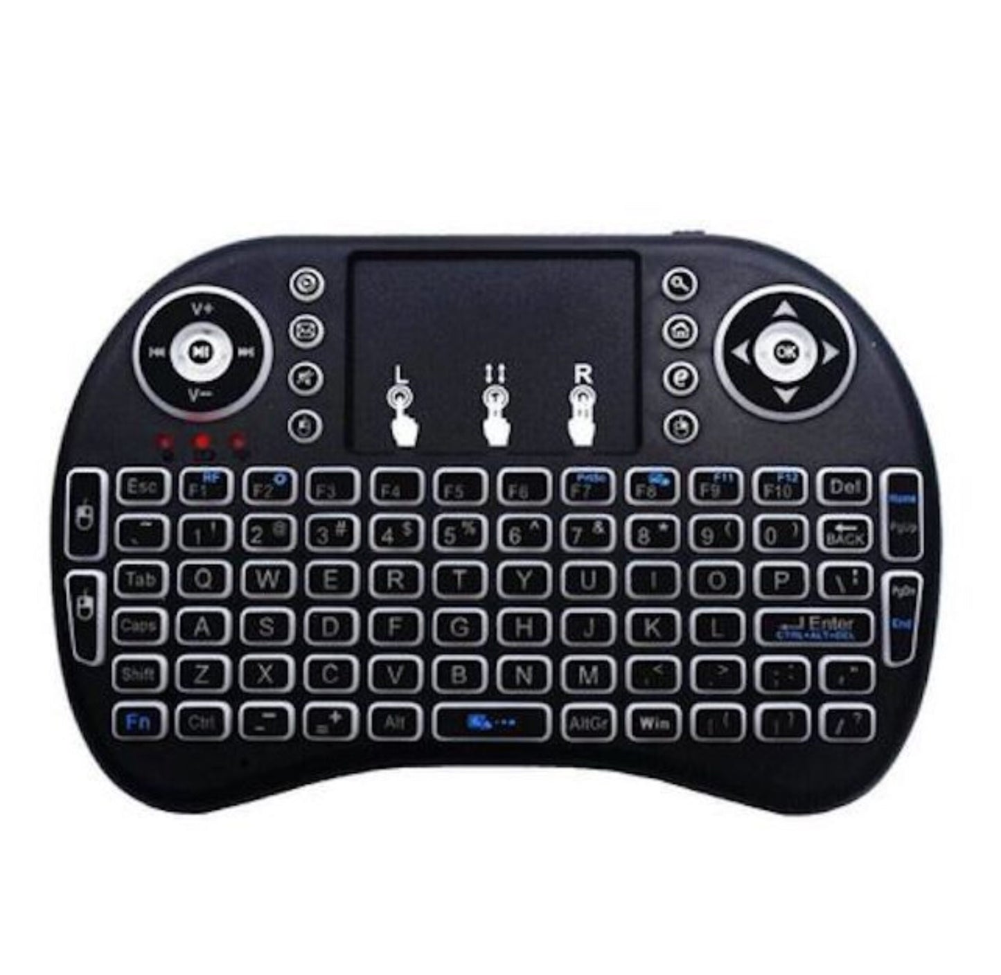 Andowl Mini Wireless Keyboard - Backlit Multimedia Remote with Touchpad
