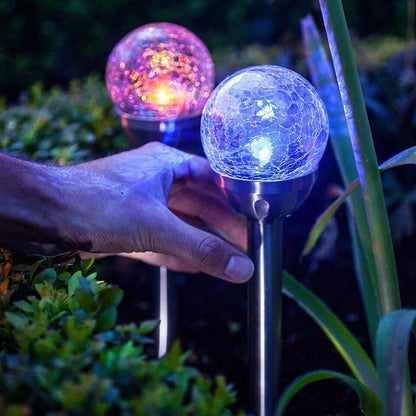 4pcs Cracked Glass Ball Solar Powered Spike Light