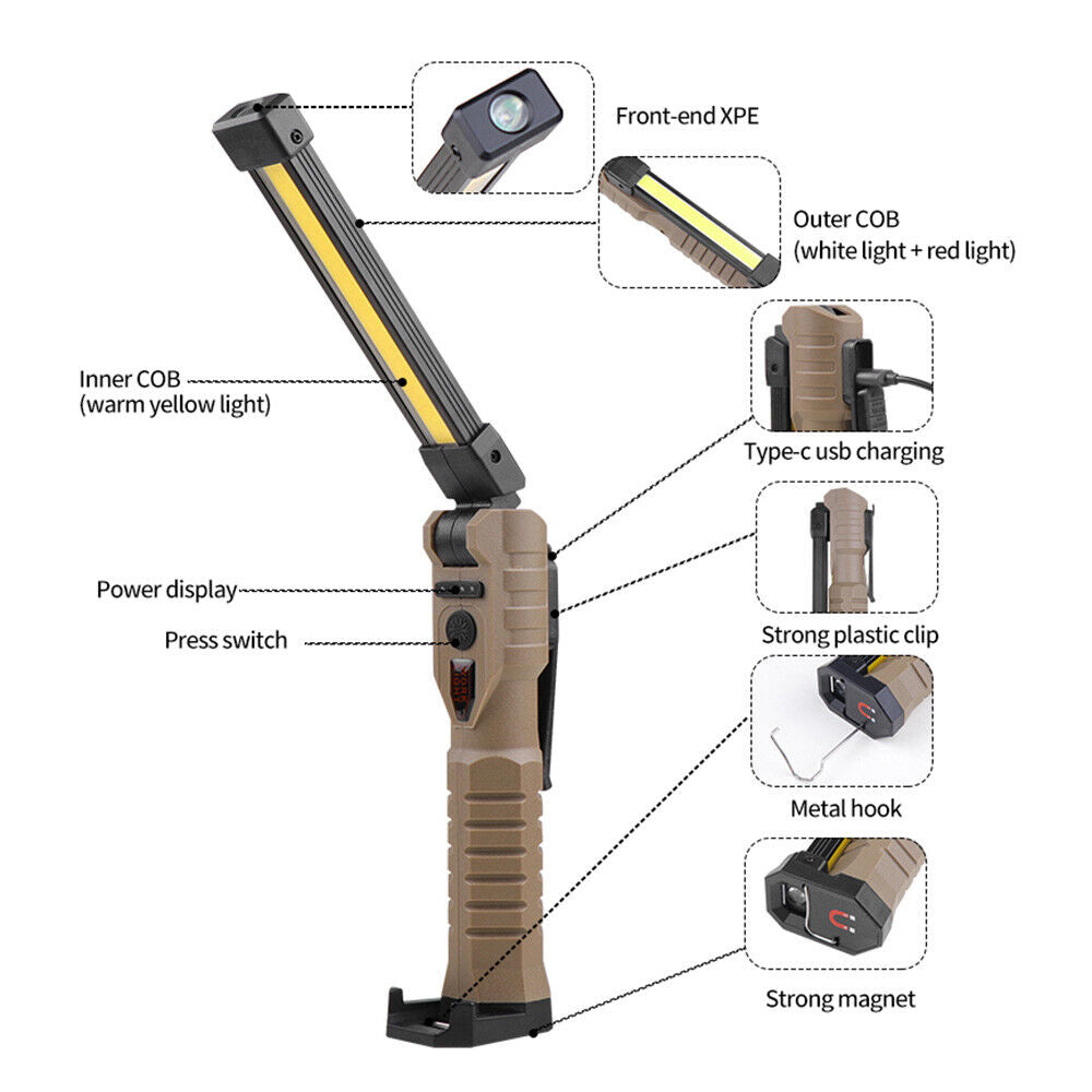 Rechargeable Portable COB Foldable Work Light