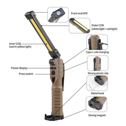 Rechargeable Portable COB Foldable Work Light